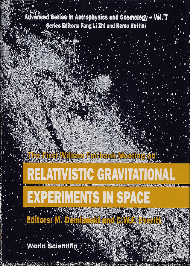 Cover of Proceedings of the "First William Fairbank meeting on relativistic gravitational experiments in space."