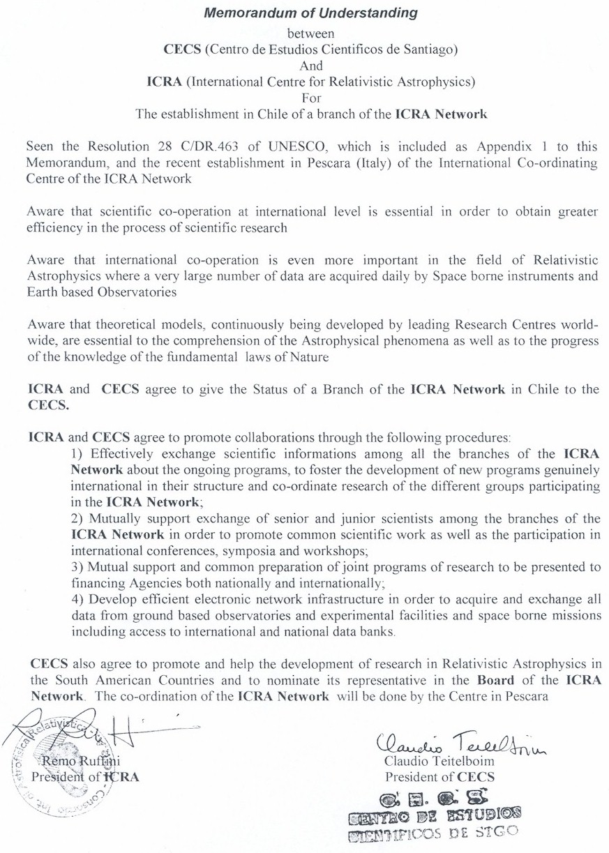 Centro de Estudios Científicos (CECs, Chile) agreement 1